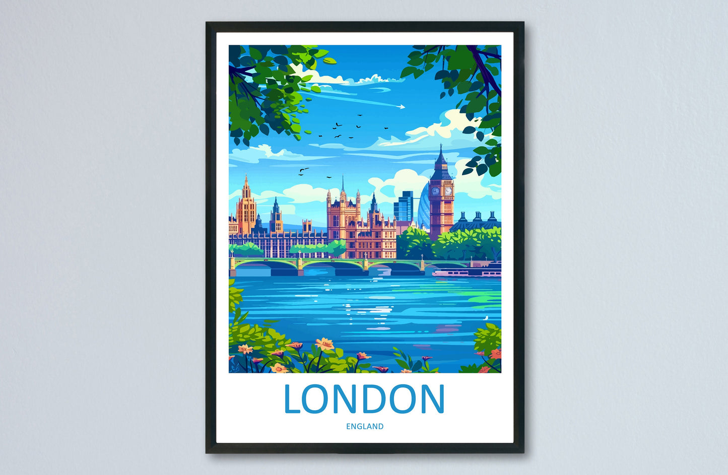 London Travel Print Wall Art London Wall Hanging Home Décor London Gift Art Lovers England Art Lover Gift London Travel Gift
