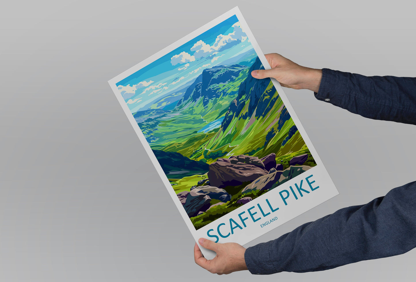 Scafell Pike Travel Print Wall Art Scafell Pike Wall Hanging Home Décor Scafell Pike Gift Art Lovers England Art Lover Gift Scafell Pike