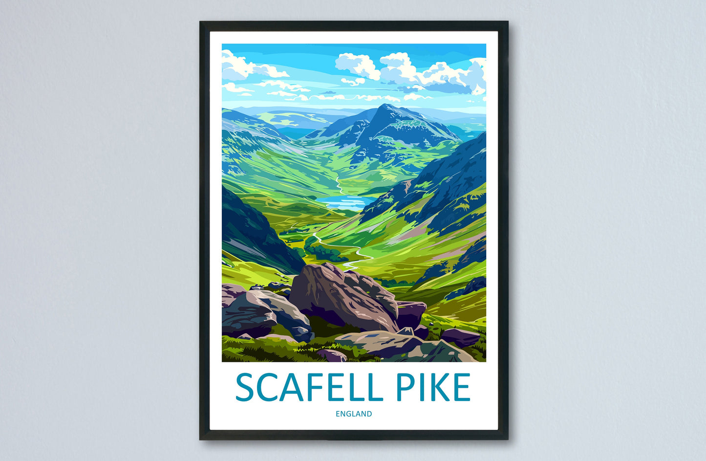 Scafell Pike Travel Print Wall Art Scafell Pike Wall Hanging Home Décor Scafell Pike Gift Art Lovers England Art Lover Gift Scafell Pike