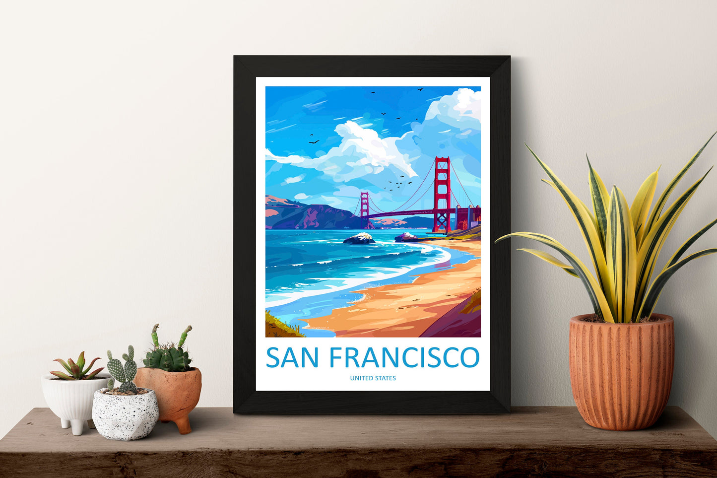 San Francisco Golden Gate Travel Print Wall Art San Francisco Wall Hanging Home Décor San Francisco Gift Art Lovers California Art Lover