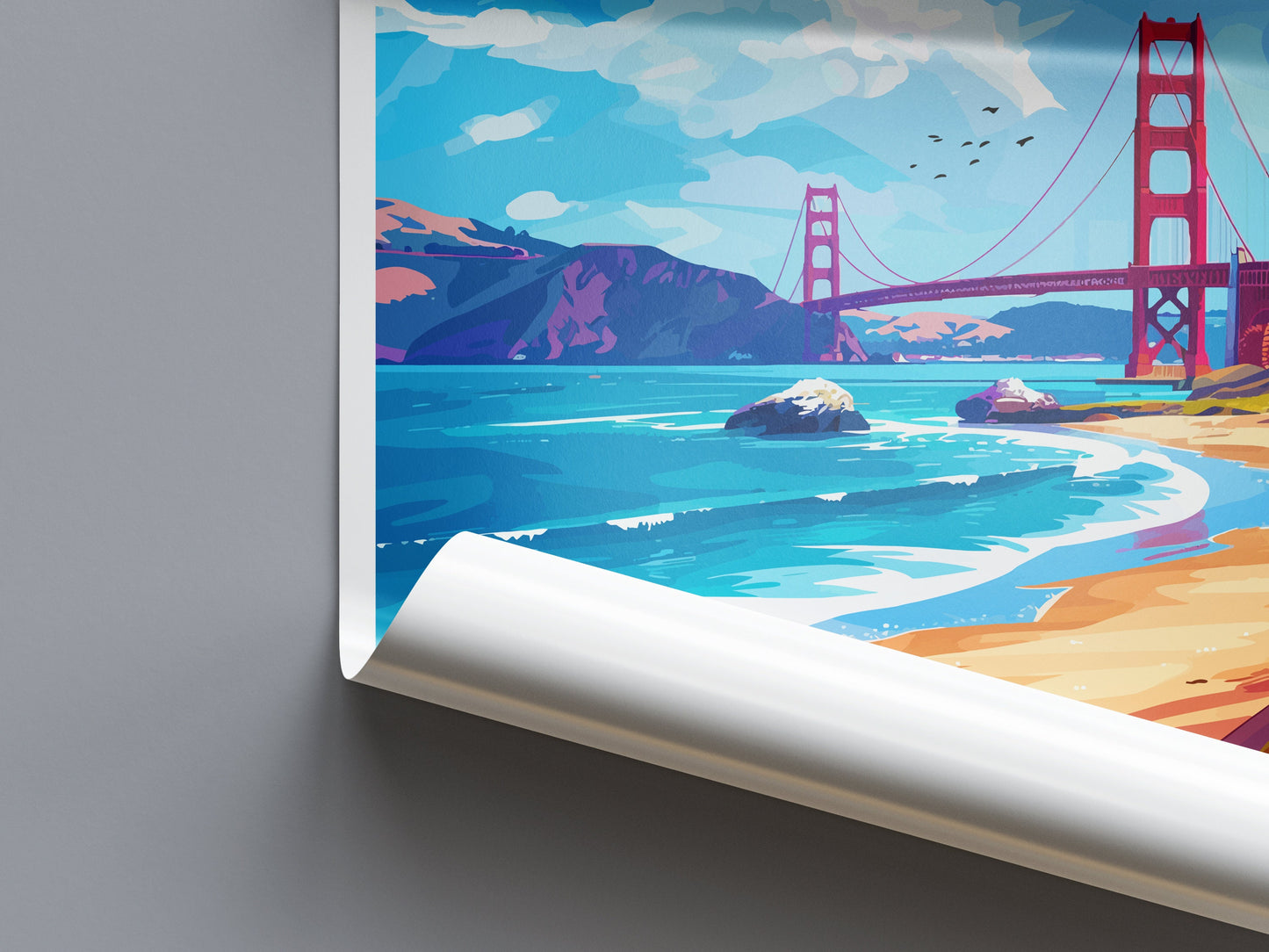 San Francisco Golden Gate Travel Print Wall Art San Francisco Wall Hanging Home Décor San Francisco Gift Art Lovers California Art Lover
