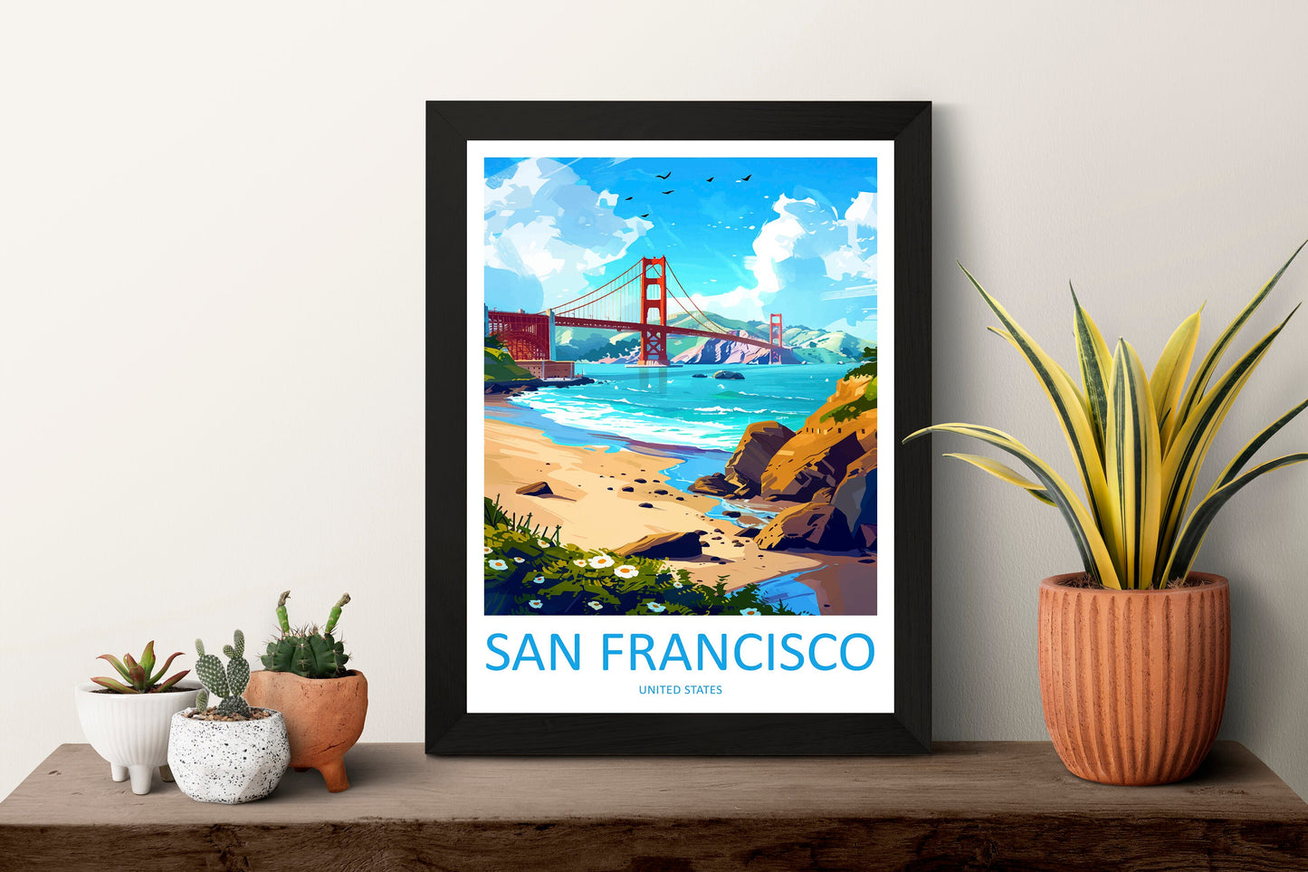 San Francisco Golden Gate Travel Print Wall Art San Francisco Wall Hanging Home Décor San Francisco Gift Art Lovers California Art Lover