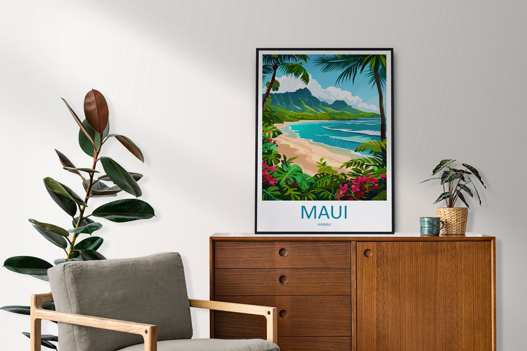 Maui Travel Print Wall Art Maui Wall Hanging Home Décor Maui Gift Art Lovers Hawaii Art Lover Gift Print Artwork