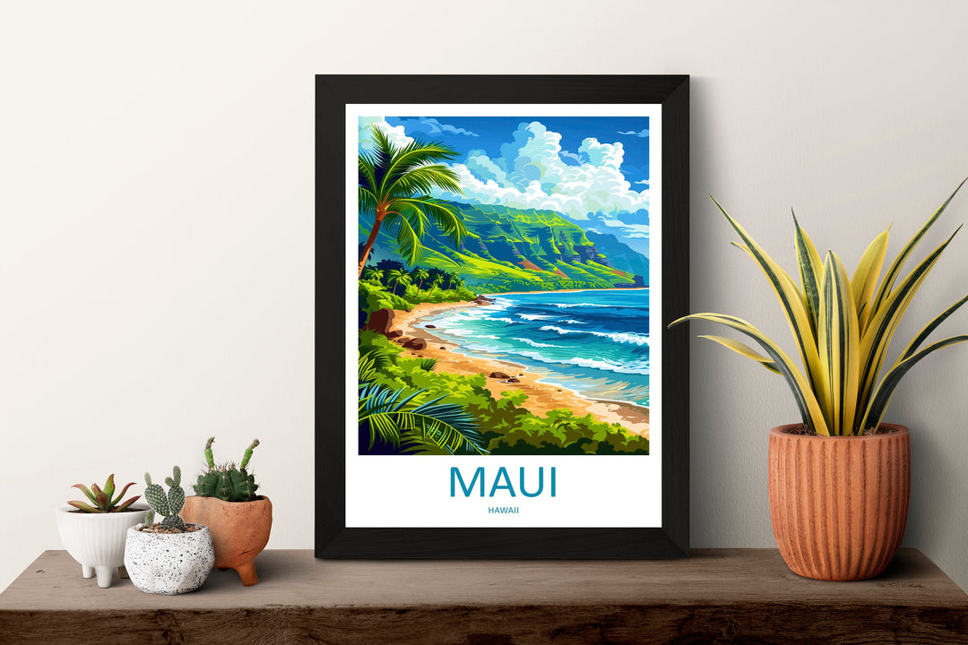 Maui Travel Print Wall Art Maui Wall Hanging Home Décor Maui Gift Art Lovers Hawaii Art Lover Gift Print Artwork