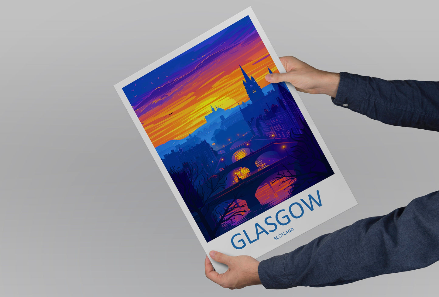 Glasgow Travel Print Wall Art Glasgow Wall Hanging Home Décor Glasgow Gift Art Lovers Scotland Art Lover Gift Glasgow Travel Artwork