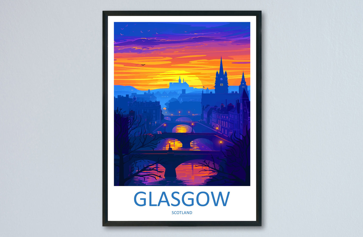 Glasgow Travel Print Wall Art Glasgow Wall Hanging Home Décor Glasgow Gift Art Lovers Scotland Art Lover Gift Glasgow Travel Artwork