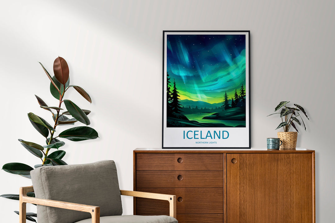 Northern Lights Travel Print Wall Art Aurora Borealis Wall Hanging Home Décor Aurora Borealis Gift Art Lovers Iceland Art Lover Gift Decor