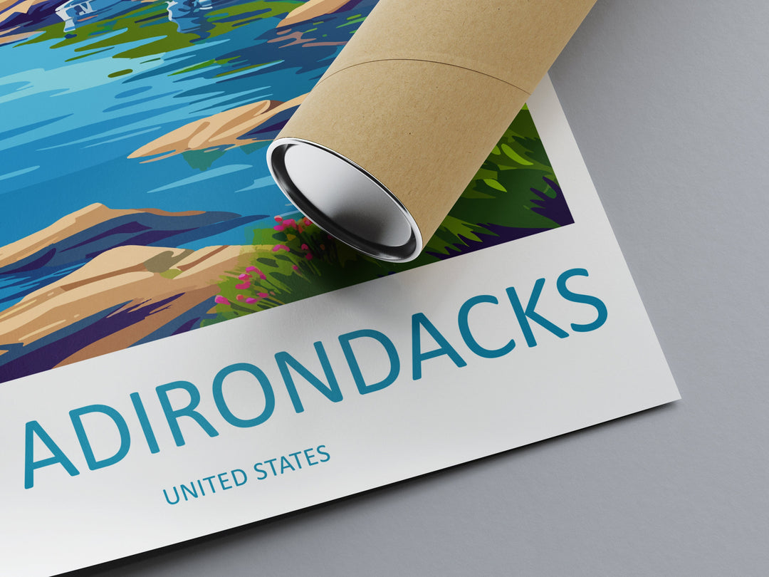 The Adirondacks Travel Print Wall Art The Adirondacks Wall Hanging Home Décor The Adirondacks Gift Art Lovers New York State Art Gift