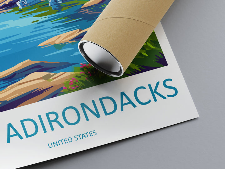 The Adirondacks Travel Print Wall Art The Adirondacks Wall Hanging Home Décor The Adirondacks Gift Art Lovers New York State Art Gift