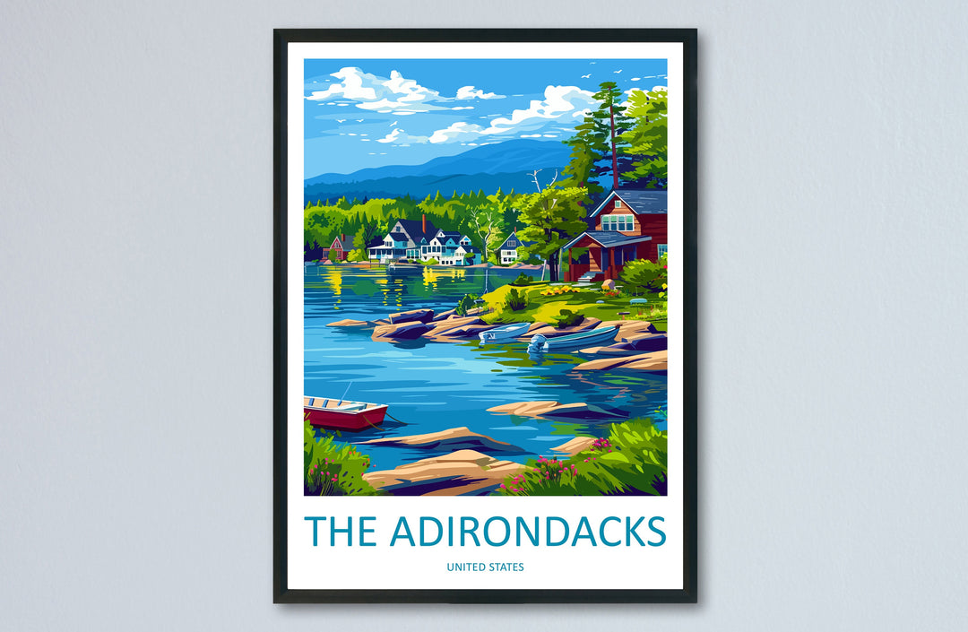 The Adirondacks Travel Print Wall Art The Adirondacks Wall Hanging Home Décor The Adirondacks Gift Art Lovers New York State Art Gift