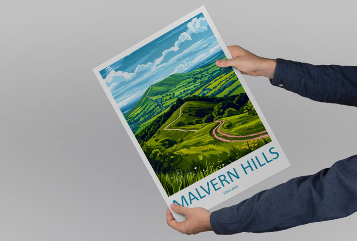 Malvern Hills Travel Print Wall Art Malvern Hills Wall Hanging Home Decoration Malvern Hills Gift Art Lovers Wall Art AONB Wall Print