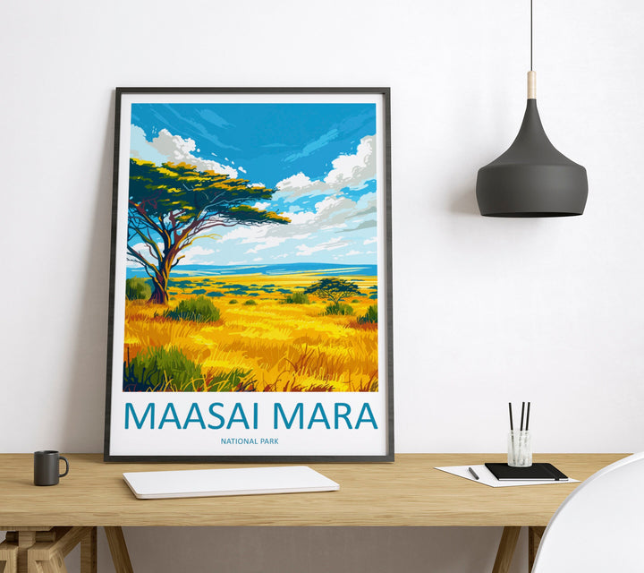 Masai Mara Travel Print Wall Art Masai Mara Wall Hanging Home Décor Masai Mara Gift Art Lovers Kenya Art Lover Gift Kenya Travel Print