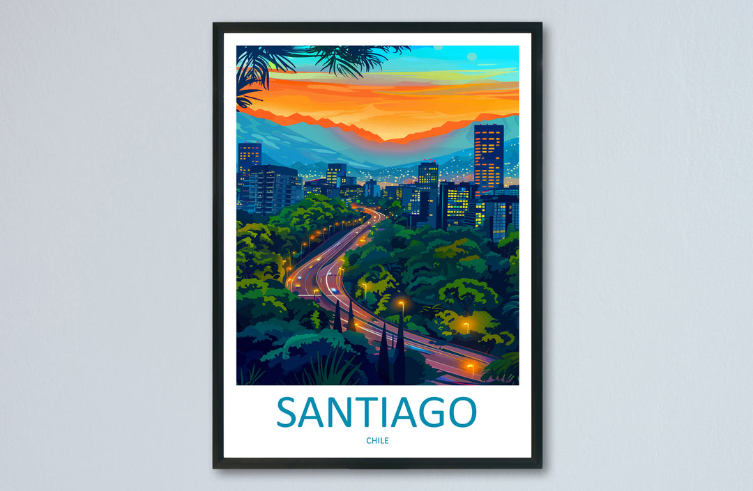 Santiago Travel Print Wall Art Santiago Wall Hanging Home Decoration Santiago Gift Art Lovers Wall Art Print Art Santiago Wall Print Chile