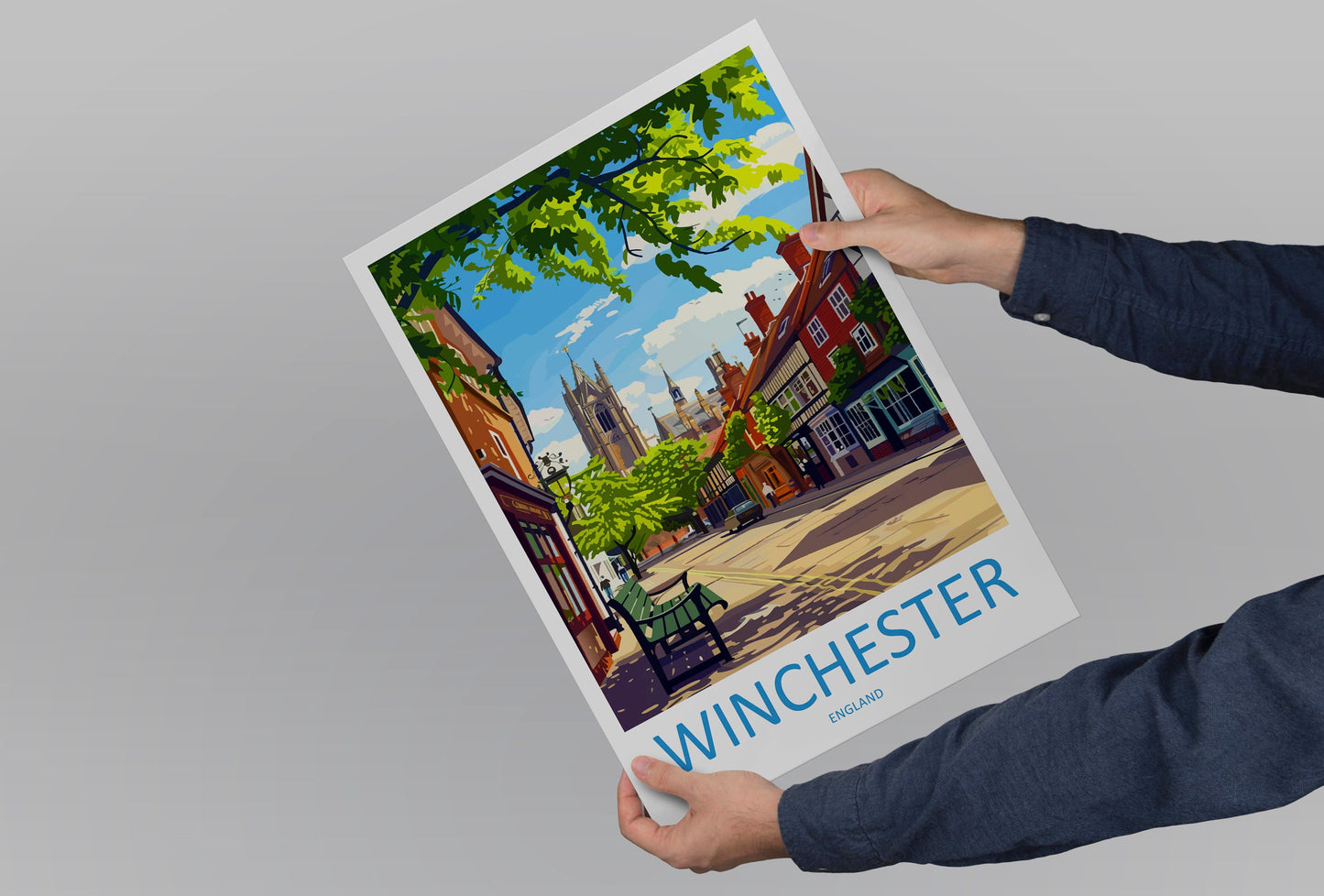 Winchester Travel Print Wall Art Winchester Wall Hanging Home Décor Winchester Gift Art Lovers England Art Lover Gift Winchester Travel