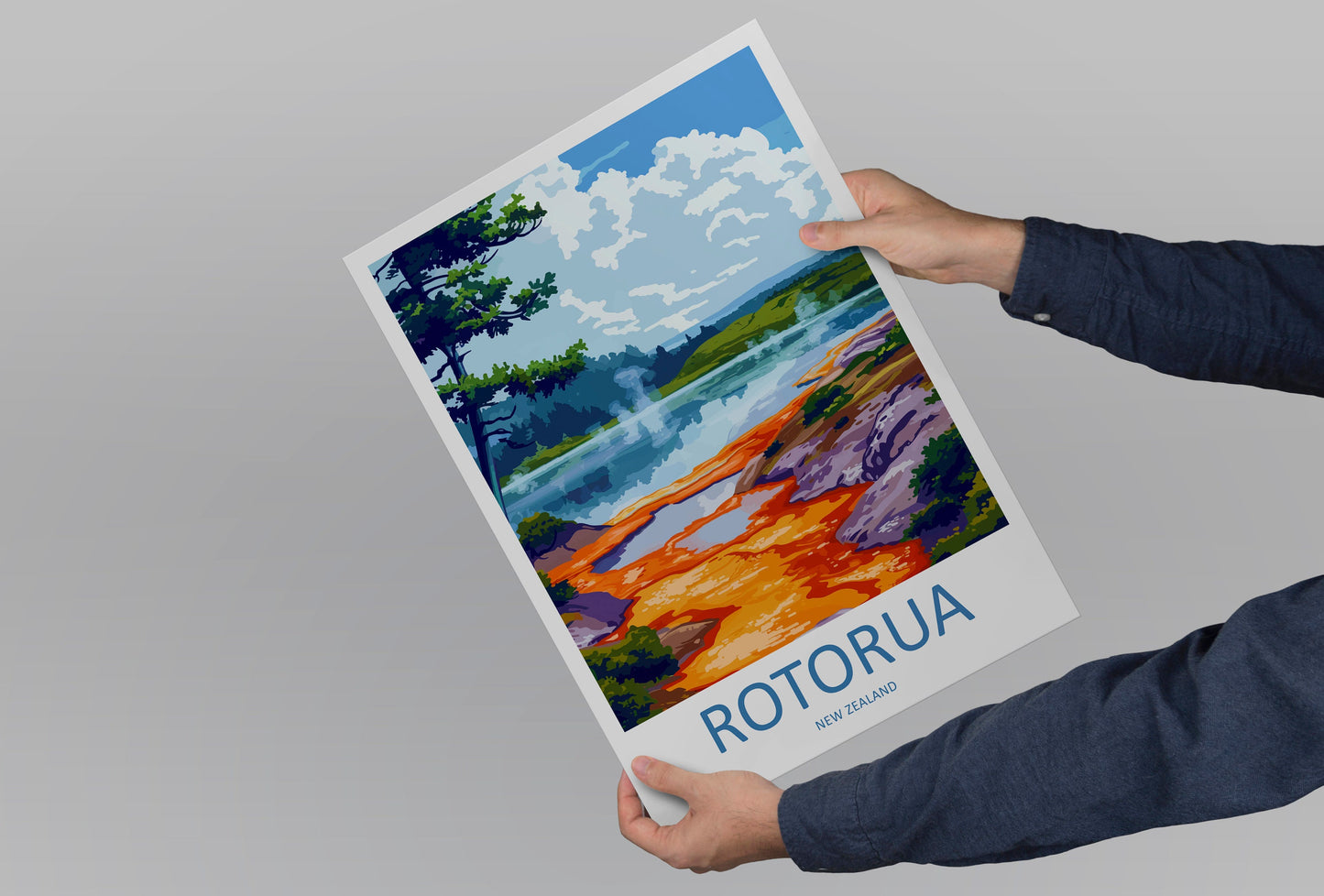 Rotorua Travel Print Wall Art Rotorua Wall Hanging Home Décor Rotorua Gift Art Lovers New Zealand Art Lover Gift Print Rotorua Wall Art