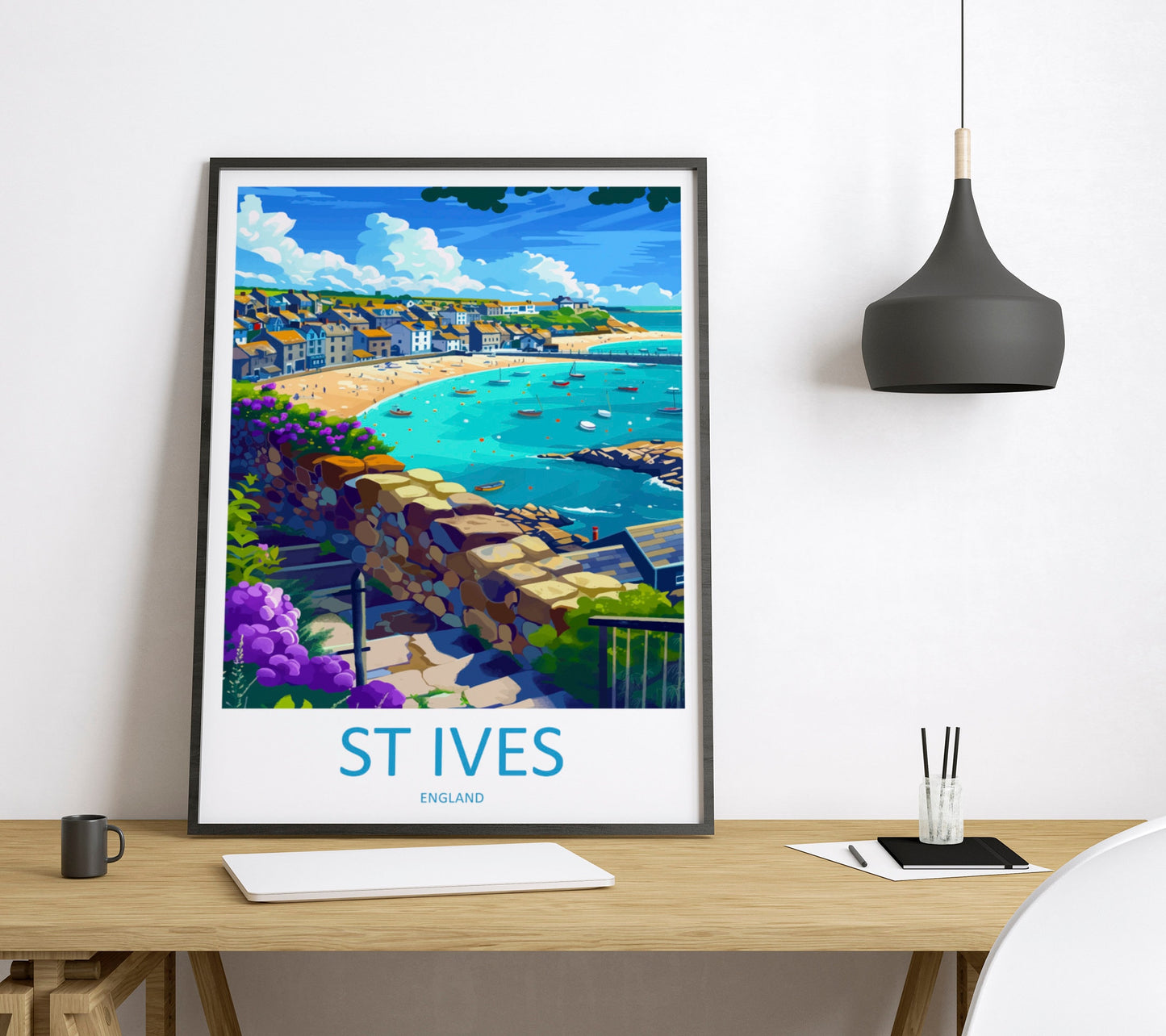 St Ives Travel Print Wall Art St Ives Wall Hanging Home Décor St Ives Gift Art Lovers Cornwall Art Lover Gift
