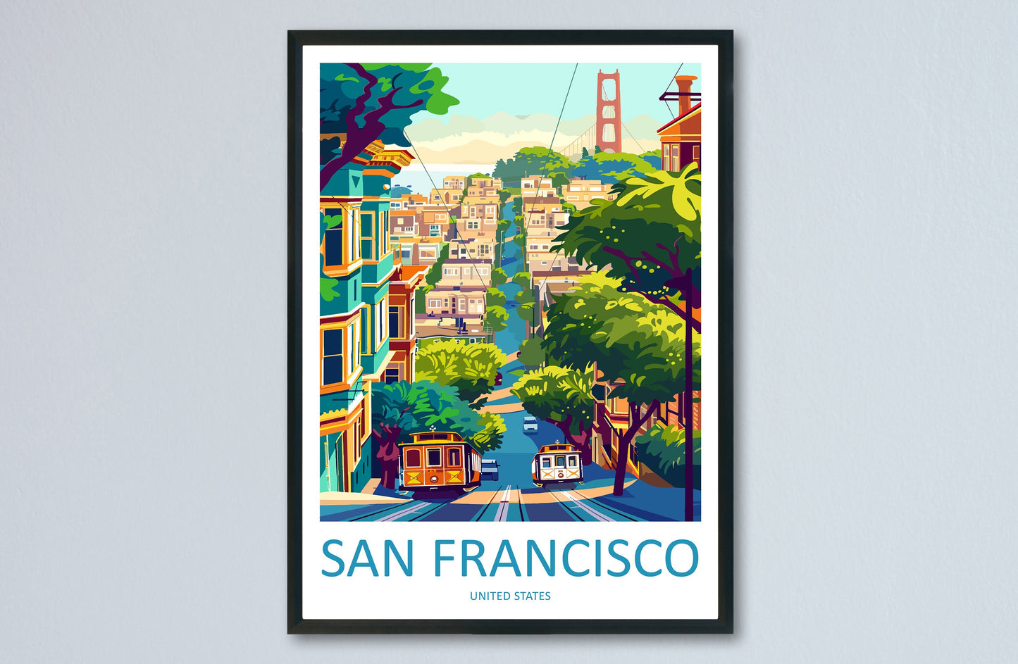 San Francisco Golden Gate Travel Print Wall Art San Francisco Wall Hanging Home Décor San Francisco Gift Art Lovers California Art Lover