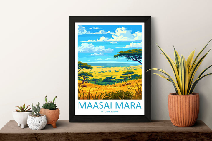 Masai Mara Travel Print Wall Art Masai Mara Wall Hanging Home Décor Masai Mara Gift Art Lovers Kenya Art Lover Gift Kenya Travel Print