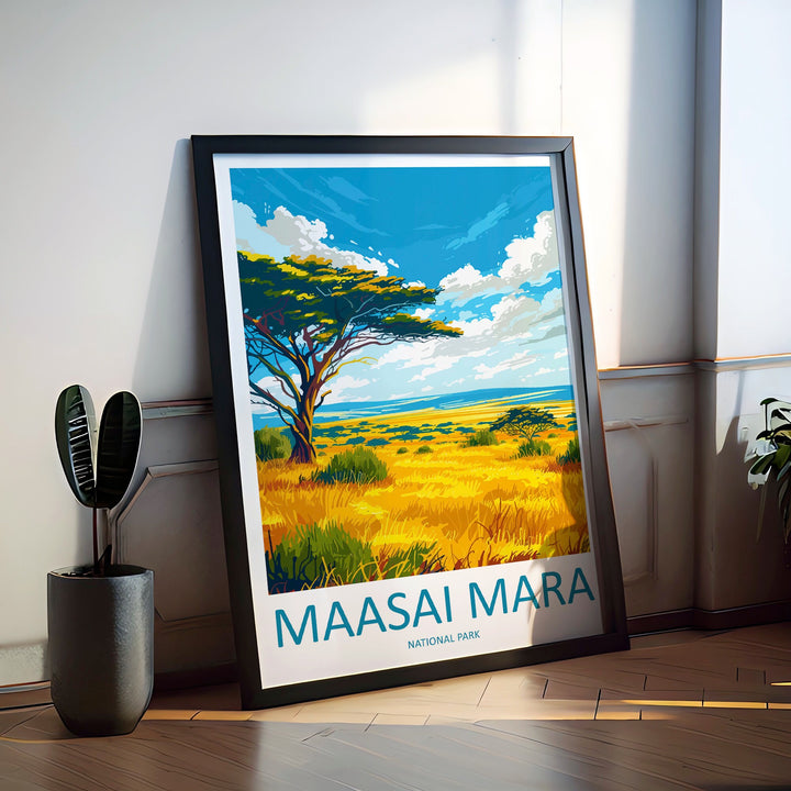 Masai Mara Travel Print Wall Art Masai Mara Wall Hanging Home Décor Masai Mara Gift Art Lovers Kenya Art Lover Gift Kenya Travel Print