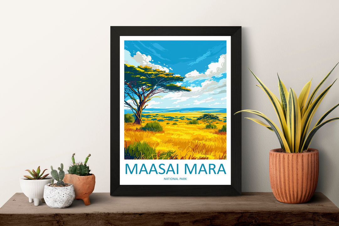 Masai Mara Travel Print Wall Art Masai Mara Wall Hanging Home Décor Masai Mara Gift Art Lovers Kenya Art Lover Gift Kenya Travel Print