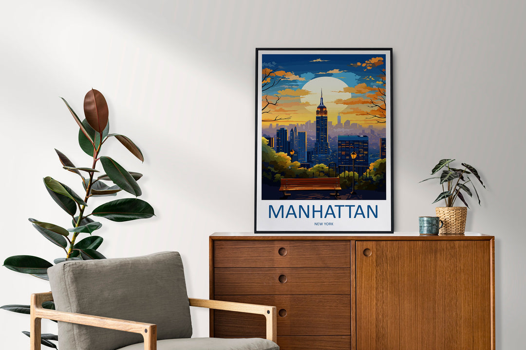 Manhattan New York Travel Print Wall Art Manhattan Wall Hanging Home Décor Manhattan Gift Art Lovers New York Art Lover