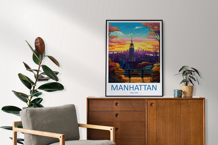 Manhattan New York Travel Print Wall Art Manhattan Wall Hanging Home Décor Manhattan Gift Art Lovers New York Art Lover