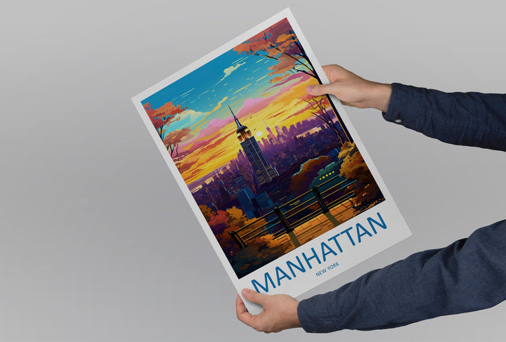 Manhattan New York Travel Print Wall Art Manhattan Wall Hanging Home Décor Manhattan Gift Art Lovers New York Art Lover