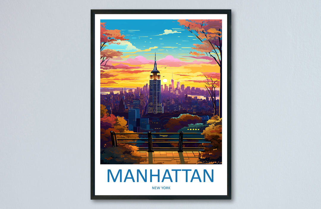 Manhattan New York Travel Print Wall Art Manhattan Wall Hanging Home Décor Manhattan Gift Art Lovers New York Art Lover
