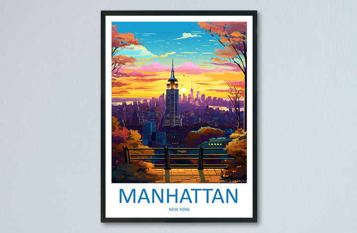 Manhattan New York Travel Print Wall Art Manhattan Wall Hanging Home Décor Manhattan Gift Art Lovers New York Art Lover