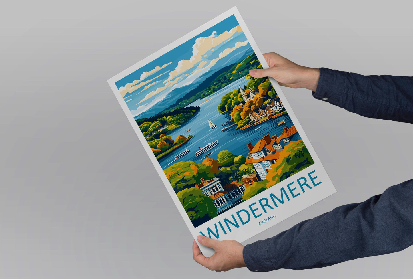 Windermere Travel Print Wall Art Windermere Wall Hanging Home Décor Windermere Gift Art Lovers England Art Lover Gift Windermere Souvenir