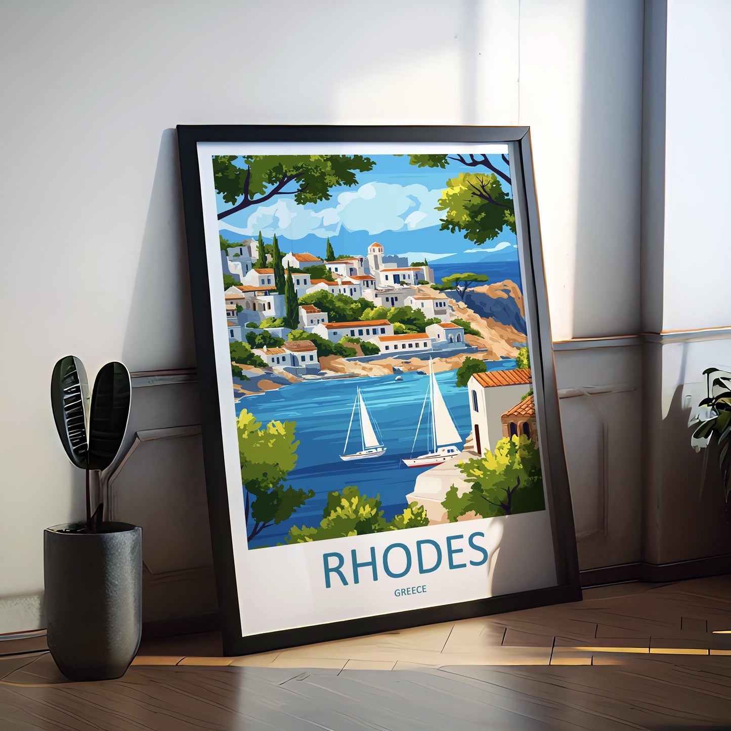 Rhodes Travel Print Wall Art Rhodes Greece Wall Hanging Home Decoration Rhodes Gift Art Lovers Wall Art Print Rhodes Greece Wall Poster Art