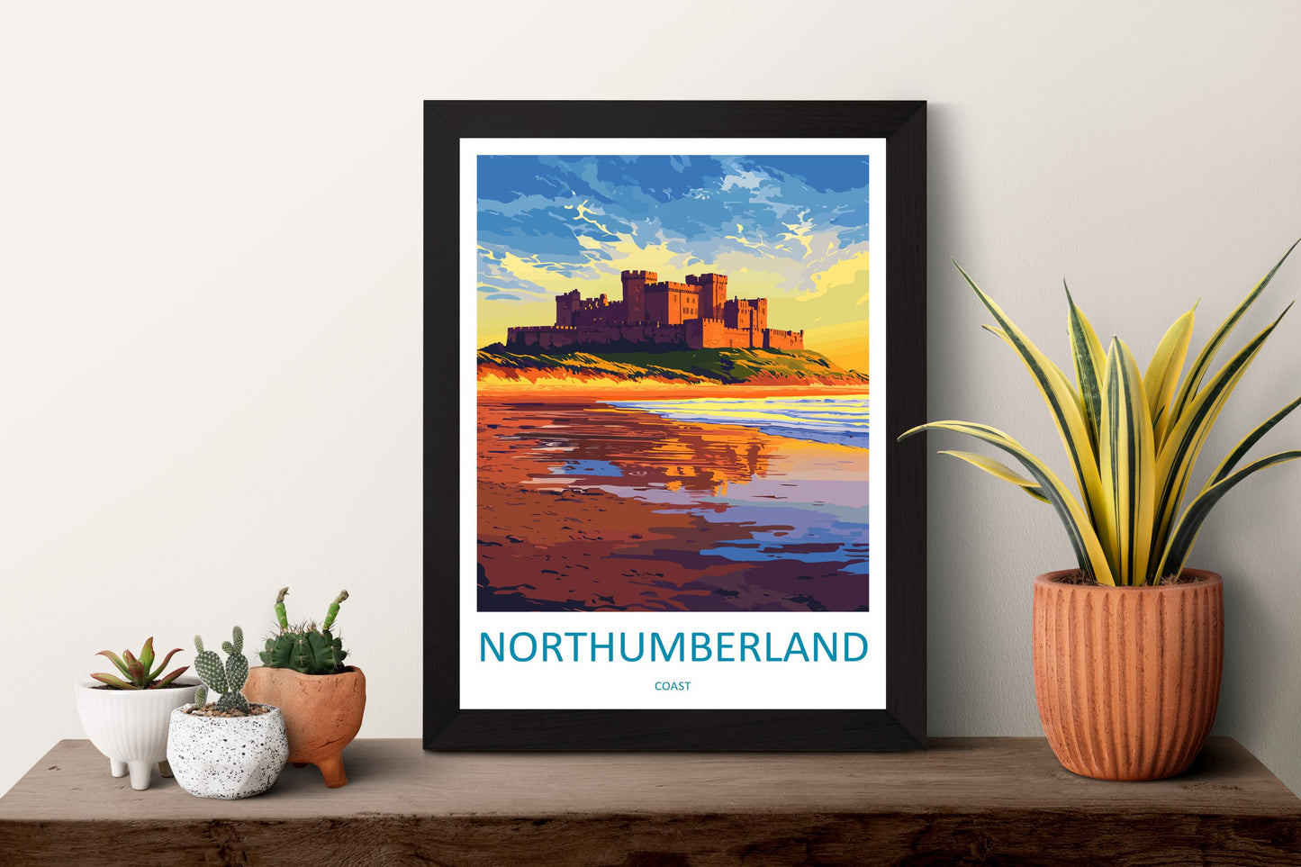 Northumberland Coast Travel Print Wall Art Northumberland Coast Wall Hanging Home Decor Northumberland Coast Gift Art Lovers Wall Art ANOB