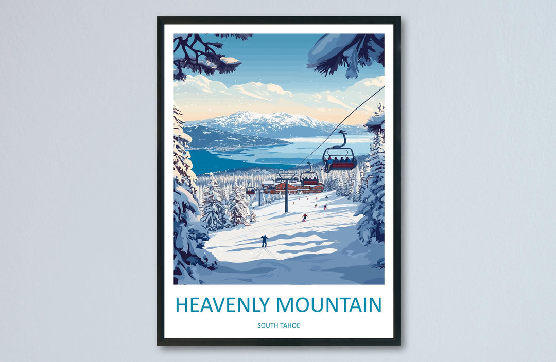 Heavenly Mountain Travel Print Heavenly Wall Decor South Tahoe Heavenly Art Heavenly Wall Art South Tahoe Poster Gift for Skiers Heavenly Mt