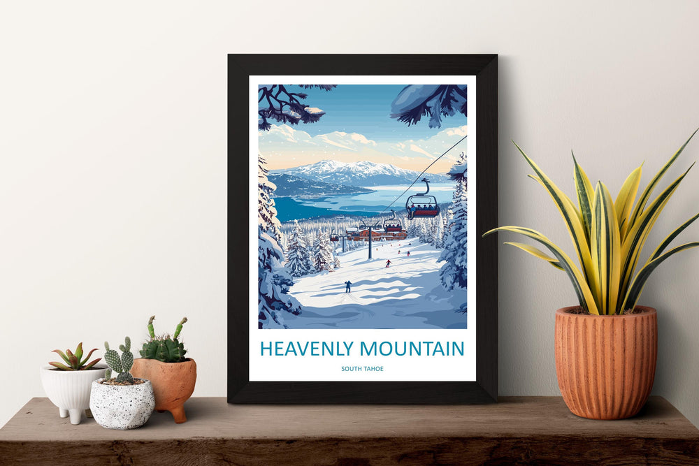 Heavenly Mountain Travel Print Heavenly Wall Decor South Tahoe Heavenly Art Heavenly Wall Art South Tahoe Poster Gift for Skiers Heavenly Mt