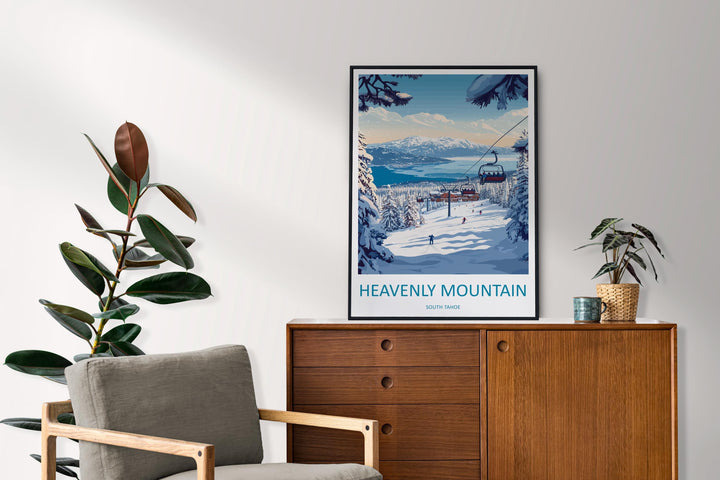 Heavenly Mountain Travel Print Heavenly Wall Decor South Tahoe Heavenly Art Heavenly Wall Art South Tahoe Poster Gift for Skiers Heavenly Mt