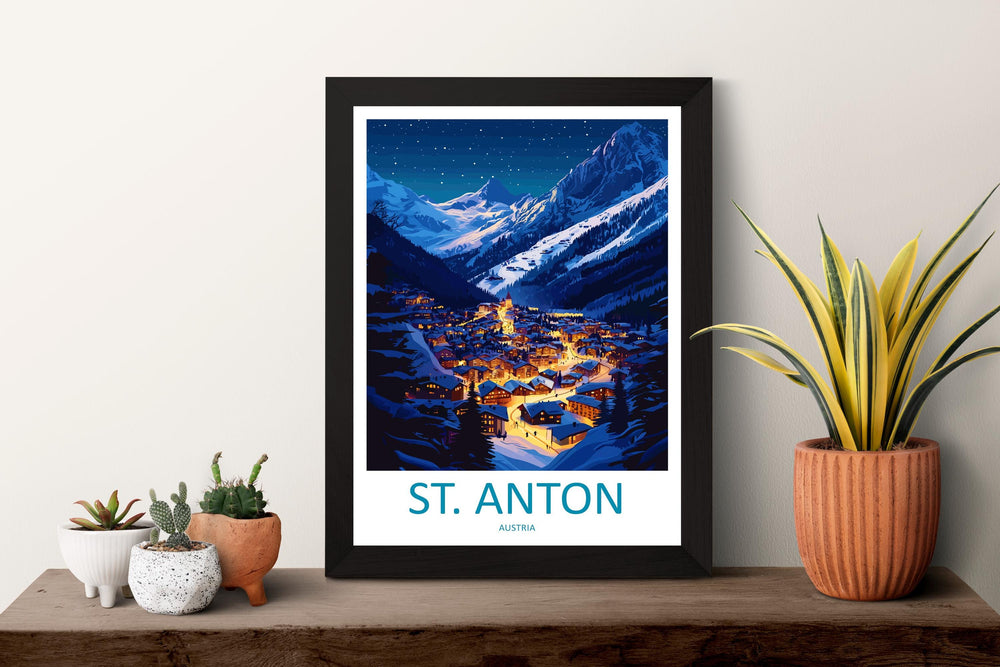 St. Anton Travel Print Wall Art St. Anton Wall Hanging Home Décor St. Anton Gift Art Lovers Ski Art Lover Gift St. Anton Print Skiing Print