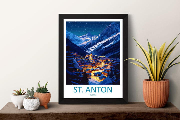 St. Anton Travel Print Wall Art St. Anton Wall Hanging Home Décor St. Anton Gift Art Lovers Ski Art Lover Gift St. Anton Print Skiing Print