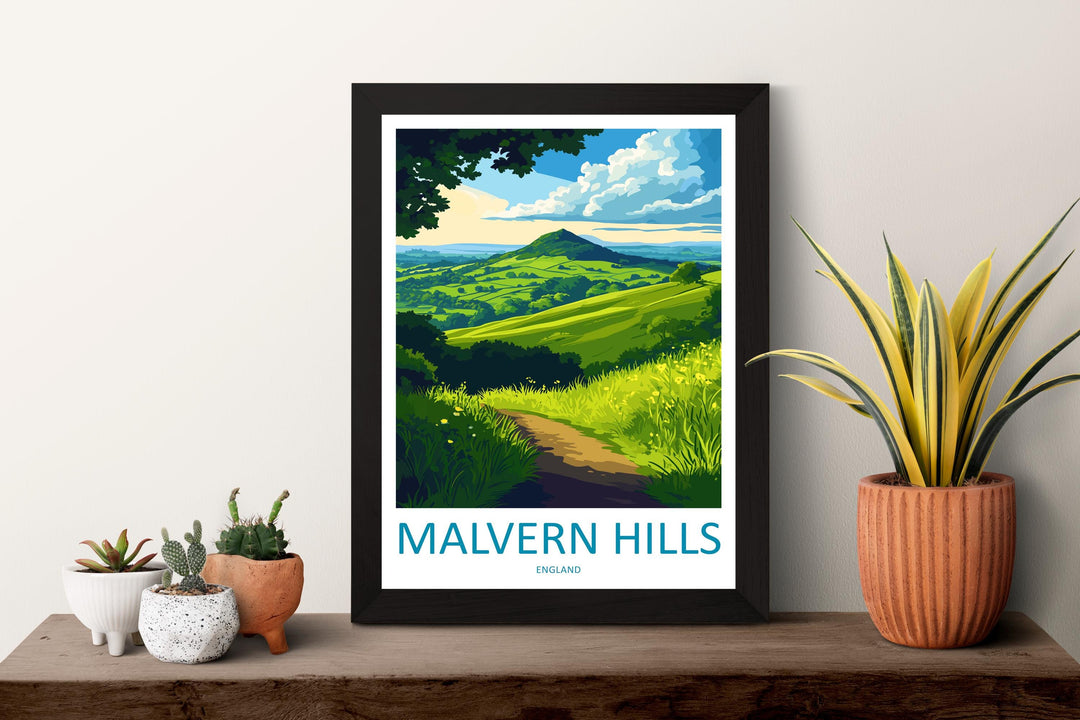 Malvern Hills Travel Print Wall Art Malvern Hills Wall Hanging Home Decoration Malvern Hills Gift Art Lovers Wall Art AONB Wall Print
