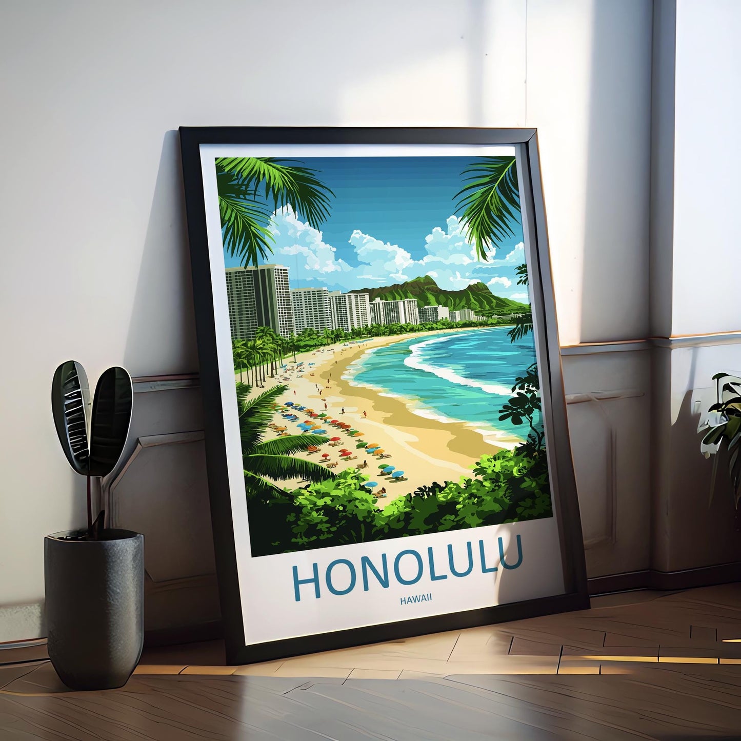 Honolulu Travel Print Wall Art Honolulu Wall Hanging Home Décor Honolulu Gift Art Lovers Hawaii Art Lover Gift Print Artwork
