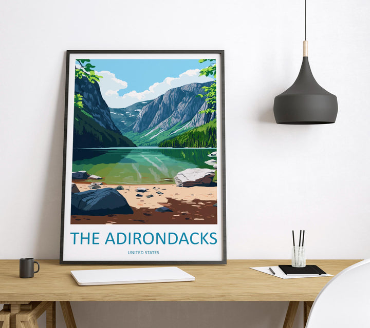 The Adirondacks Travel Print Wall Art The Adirondacks Wall Hanging Home Décor The Adirondacks Gift Art Lovers New York State Art Gift