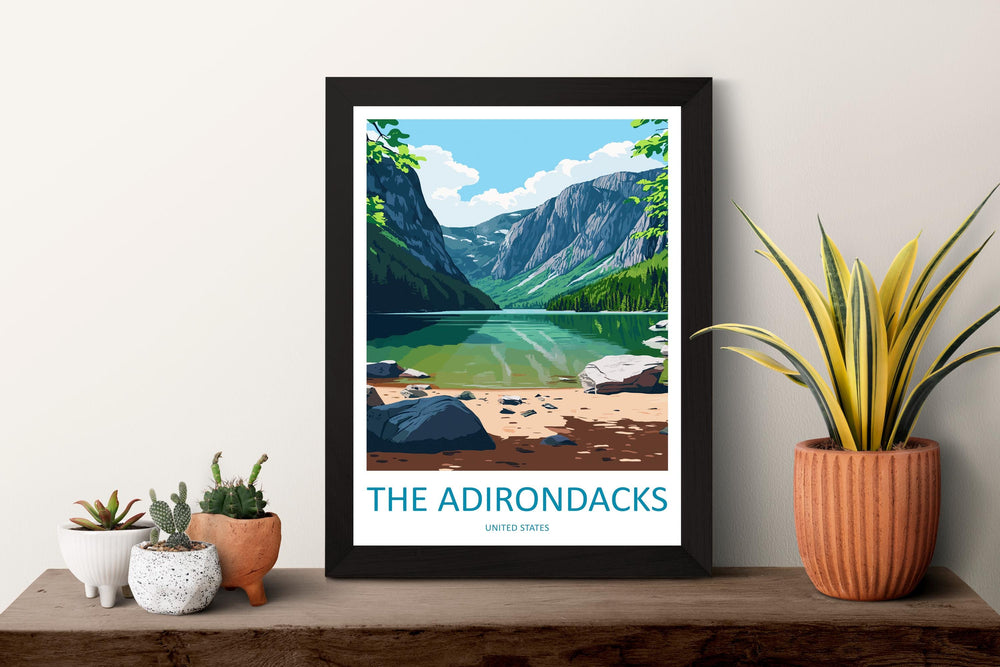 The Adirondacks Travel Print Wall Art The Adirondacks Wall Hanging Home Décor The Adirondacks Gift Art Lovers New York State Art Gift