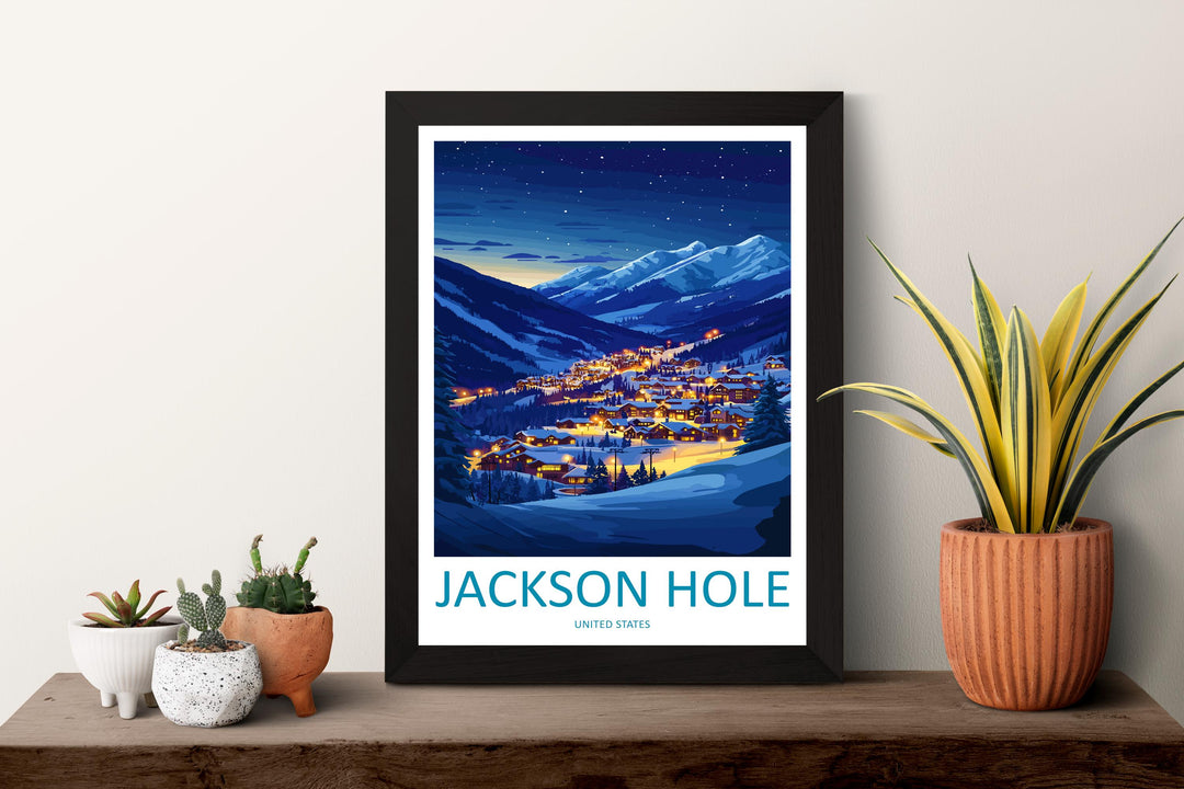 Jackson Hole Travel Print Wall Art Jackson Hole Wall Hanging Home Décor Jackson Hole Gift Art Lovers Ski Art Lover Gift Jackson Hole Print