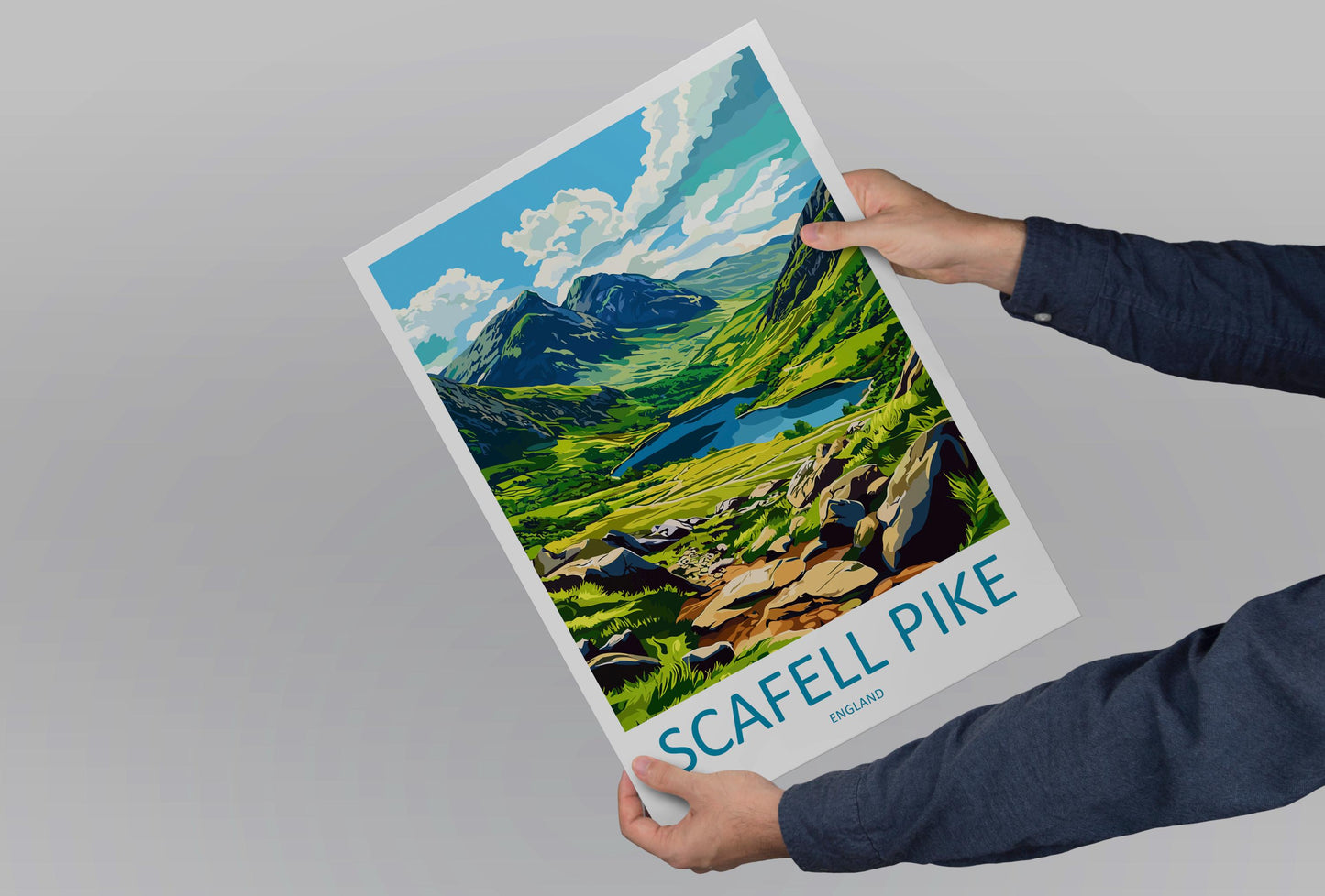 Scafell Pike Travel Print Wall Art Scafell Pike Wall Hanging Home Décor Scafell Pike Gift Art Lovers England Art Lover Gift Scafell Pike