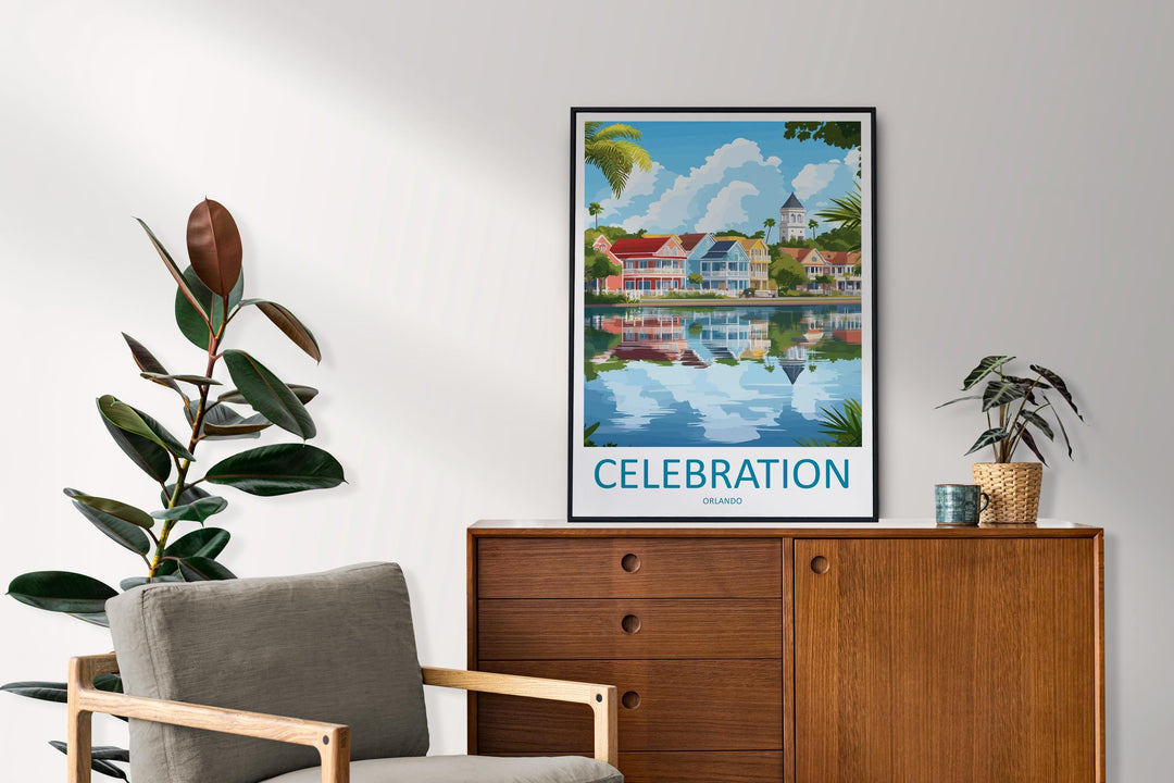 Celebration Orlando Travel Print Celebration Wall Decor Florida Celebration Art Celebration Wall Art Florida Poster Gift Celebration Poster