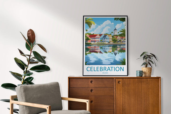Celebration Orlando Travel Print Celebration Wall Decor Florida Celebration Art Celebration Wall Art Florida Poster Gift Celebration Poster