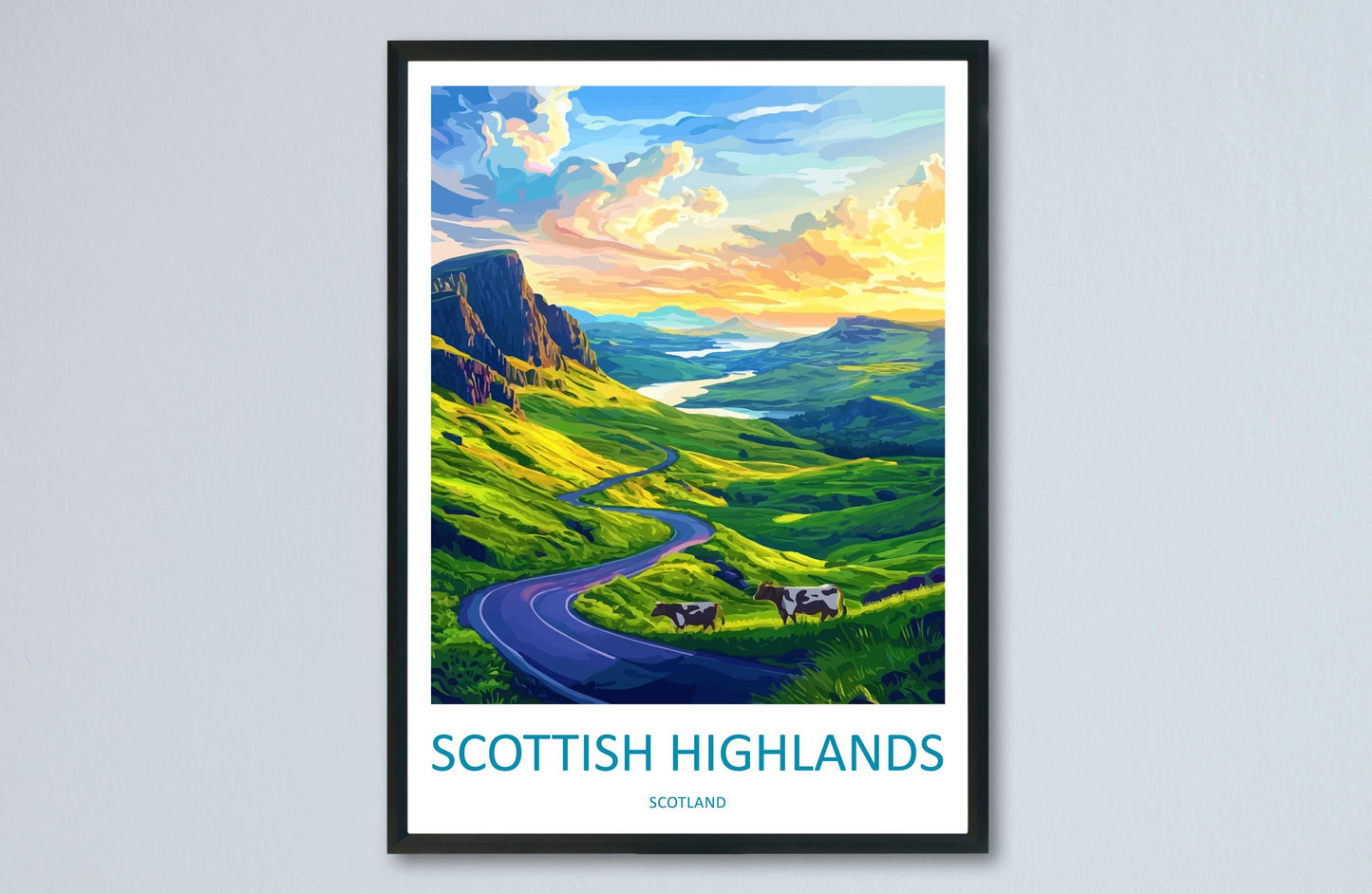 Scottish Highlands Print Scotland Wall Art Mountain Landscape Poster Nature Decor Gift for Hiker Lover Highlands Travel Art Print