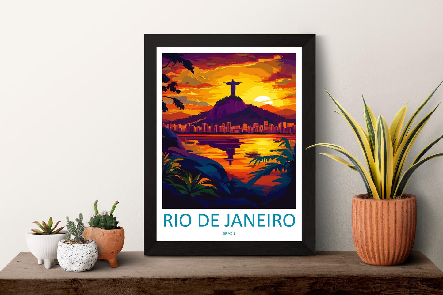 Rio de Janeiro Print Rio Wall Art Brazil City Poster Christ the Redeemer Decor Gift for Beach Lover Tropical Skyline Art Print
