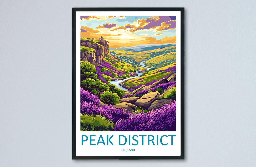 Peak District Travel Print UK Wall Art National Park Poster Countryside Decor Gift for Hiker Lover British Landscape Art Print