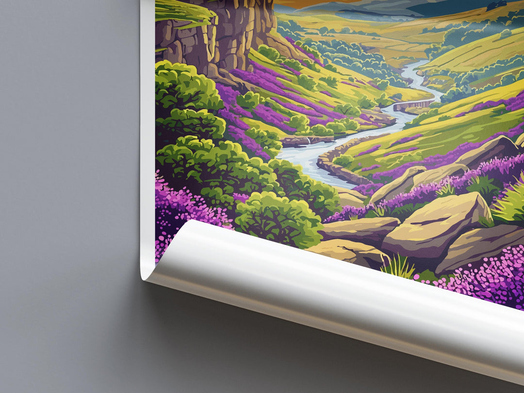 Peak District Travel Print UK Wall Art National Park Poster Countryside Decor Gift for Hiker Lover British Landscape Art Print