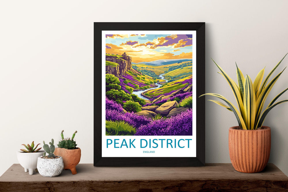 Peak District Travel Print UK Wall Art National Park Poster Countryside Decor Gift for Hiker Lover British Landscape Art Print